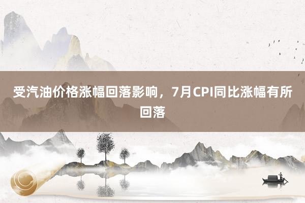 受汽油价格涨幅回落影响，7月CPI同比涨幅有所回落