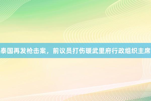 泰国再发枪击案，前议员打伤暖武里府行政组织主席