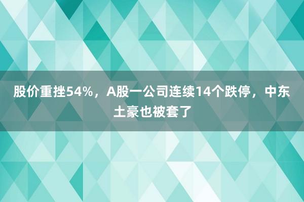 股价重挫54%,A股一公司连续14个跌停,中东土豪也被套了