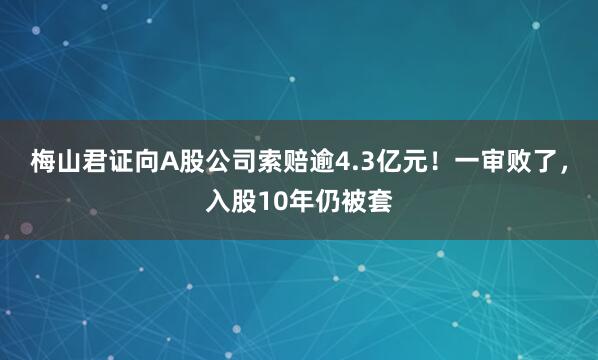 梅山君证向A股公司索赔逾4.3亿元！一审败了，入股10年仍被套