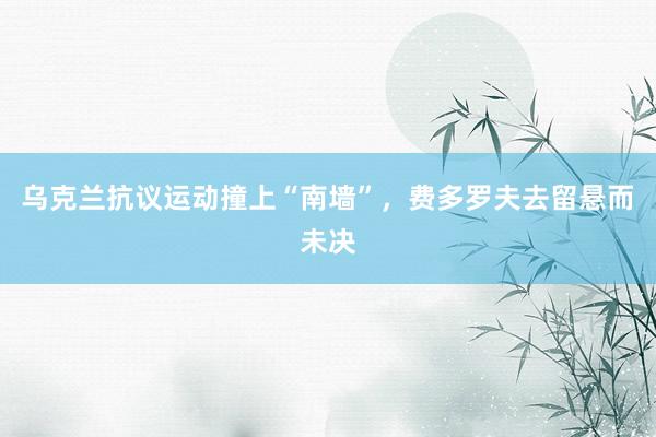 乌克兰抗议运动撞上“南墙”，费多罗夫去留悬而未决