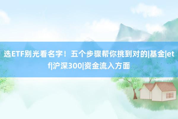 选ETF别光看名字！五个步骤帮你挑到对的|基金|etf|沪深300|资金流入方面