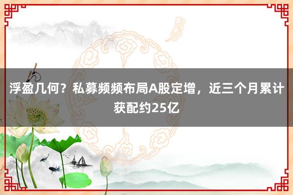 浮盈几何？私募频频布局A股定增，近三个月累计获配约25亿