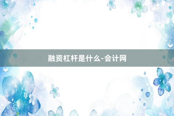 融资杠杆是什么-会计网
