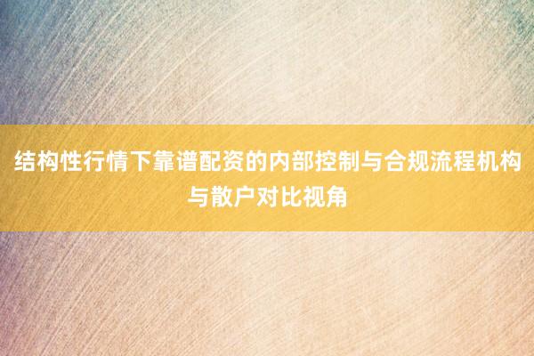 结构性行情下靠谱配资的内部控制与合规流程机构与散户对比视角