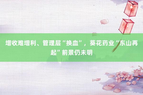 增收难增利、管理层“换血”，葵花药业“东山再起”前景仍未明