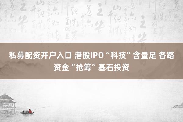 私募配资开户入口 港股IPO“科技”含量足 各路资金“抢筹”基石投资