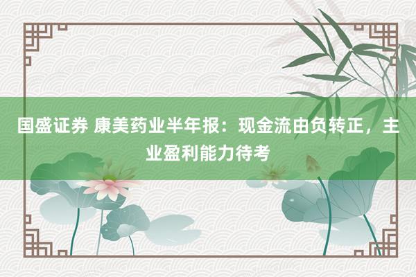 国盛证券 康美药业半年报：现金流由负转正，主业盈利能力待考