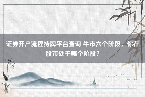证券开户流程持牌平台查询 牛市六个阶段，你在股市处于哪个阶段？