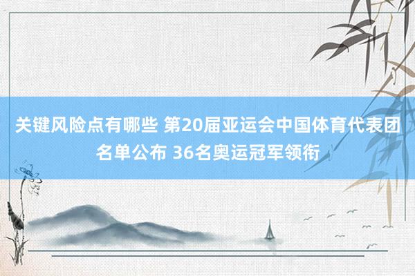 关键风险点有哪些 第20届亚运会中国体育代表团名单公布 36名奥运冠军领衔