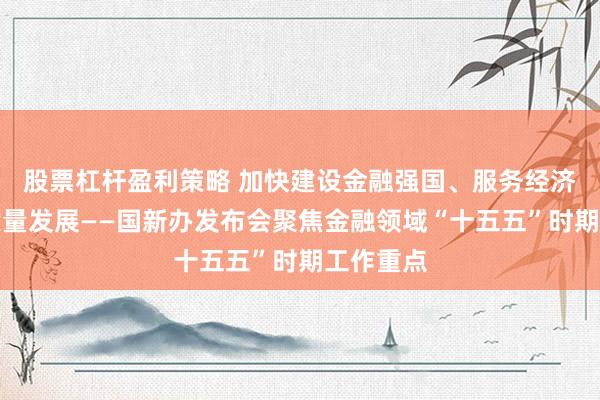 股票杠杆盈利策略 加快建设金融强国、服务经济社会高质量发展——国新办发布会聚焦金融领域“十五五”时期工作重点