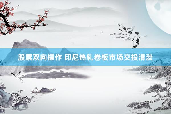 股票双向操作 印尼热轧卷板市场交投清淡