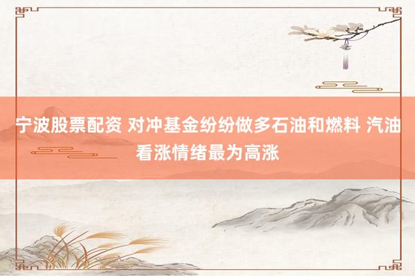 宁波股票配资 对冲基金纷纷做多石油和燃料 汽油看涨情绪最为高涨