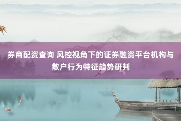 券商配资查询 风控视角下的证券融资平台机构与散户行为特征趋势研判