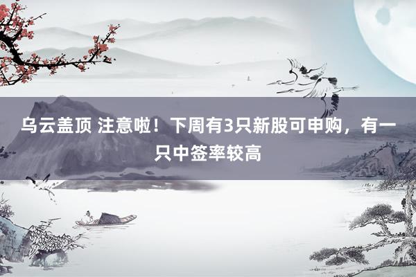 乌云盖顶 注意啦！下周有3只新股可申购，有一只中签率较高