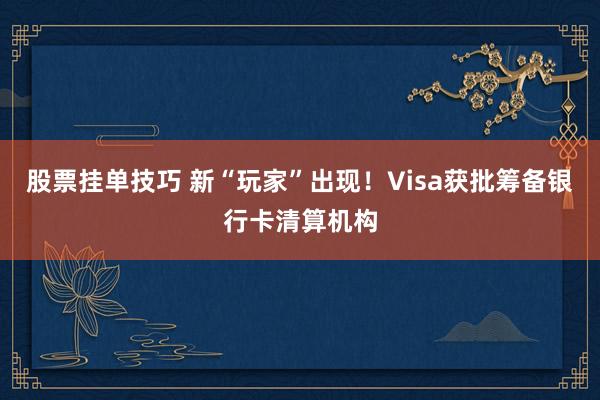 股票挂单技巧 新“玩家”出现！Visa获批筹备银行卡清算机构